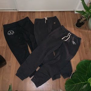 Set of volcom and billabong sweat pants